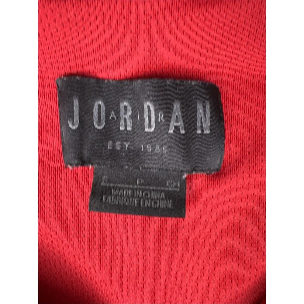 Nike Air Jordan Red & Black Hooded Windbreaker Jacket Size S Nylon Polyester Men
